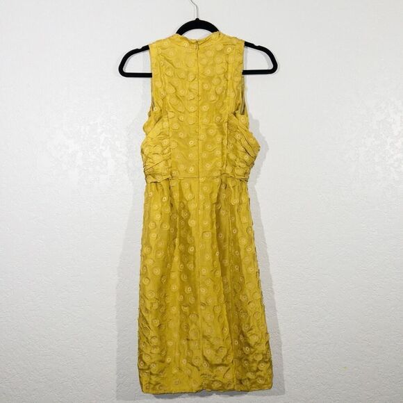 New Quillaree BHLDN x Anthropologie Yellow Silk Tethered Dot Dress 0 - Picture 9 of 11
